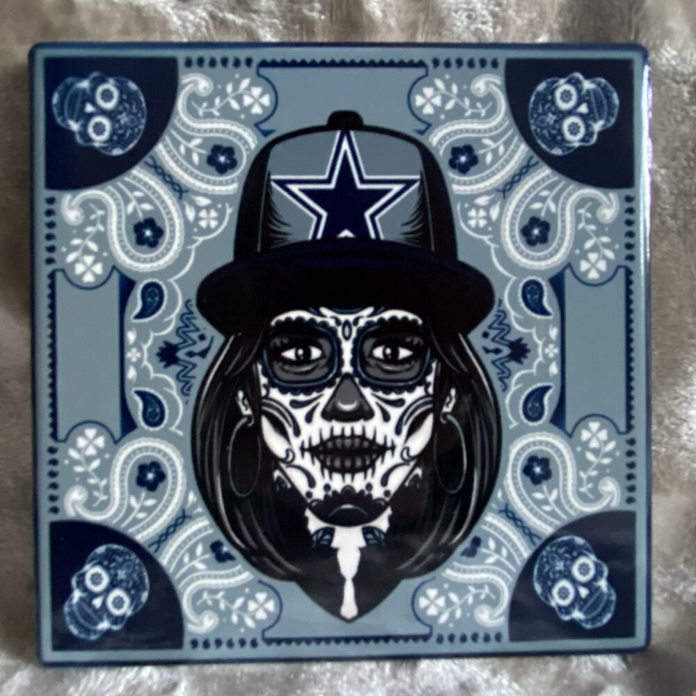 NFL Dallas Cowboys sugar skull ceramic coaster